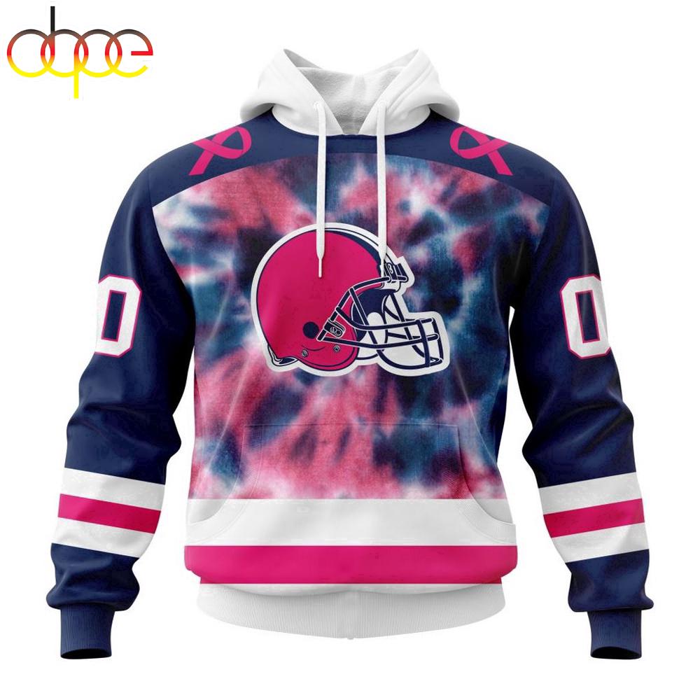 Custom Name And Number NFL Cleveland Browns Pink Fight Breast Cancer Hoodie