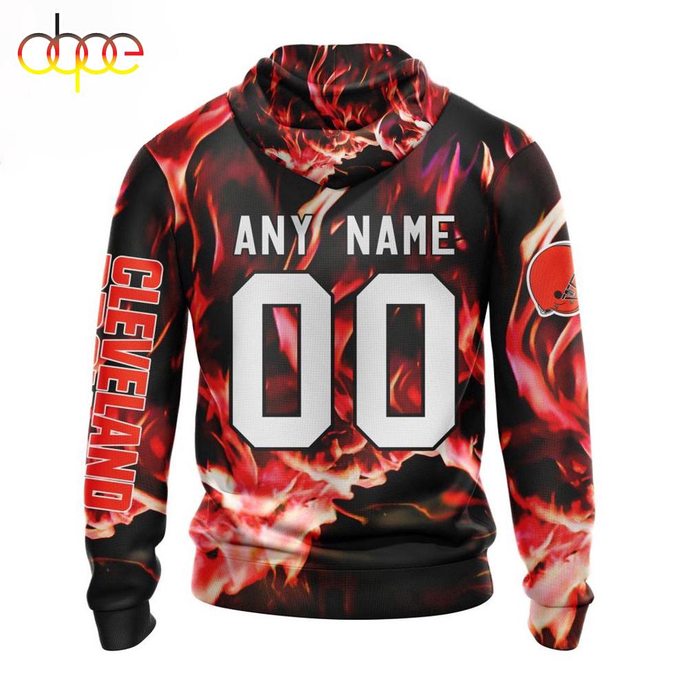 Custom Name And Number NFL Cleveland Browns Skull Happy Halloween 3D Hoodie Shirt
