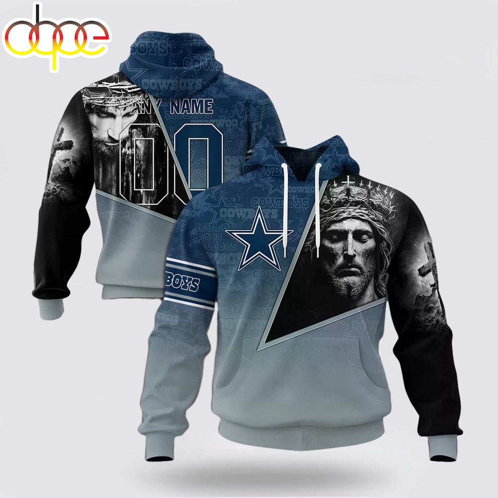 Custom Name And Number NFL Dallas Cowboys God's Blessing All Over Print Hoodie Shirt