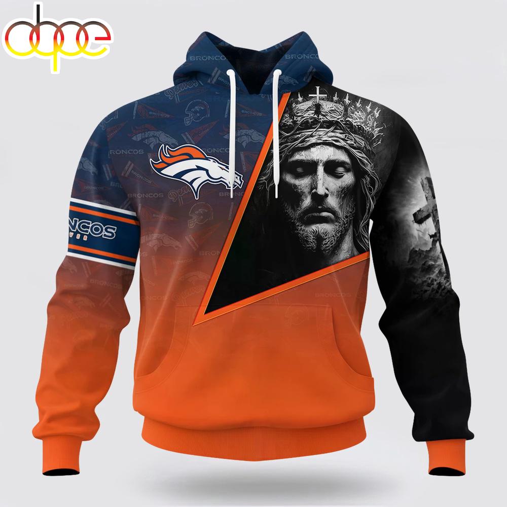 Custom Name And Number NFL Denver Broncos God's Blessing All Over Print Hoodie Shirt