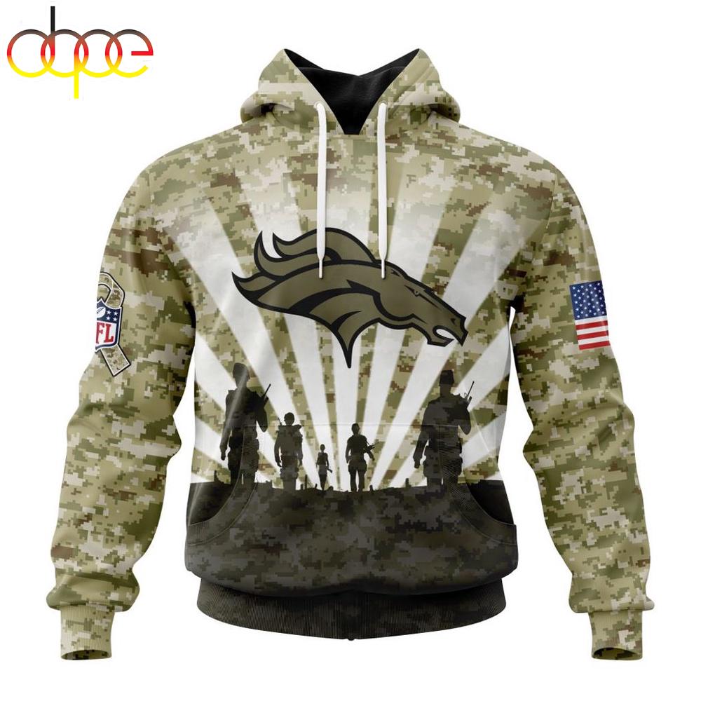 Custom Name And Number NFL Denver Broncos Salute To Service Honor Veterans Hoodie