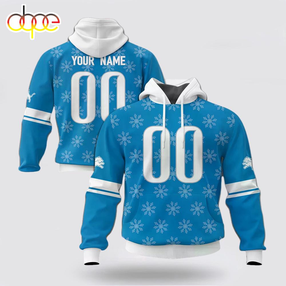 Custom Name And Number NFL Detroit Lions Christmas Spirit All Over Print Hoodie Shirt