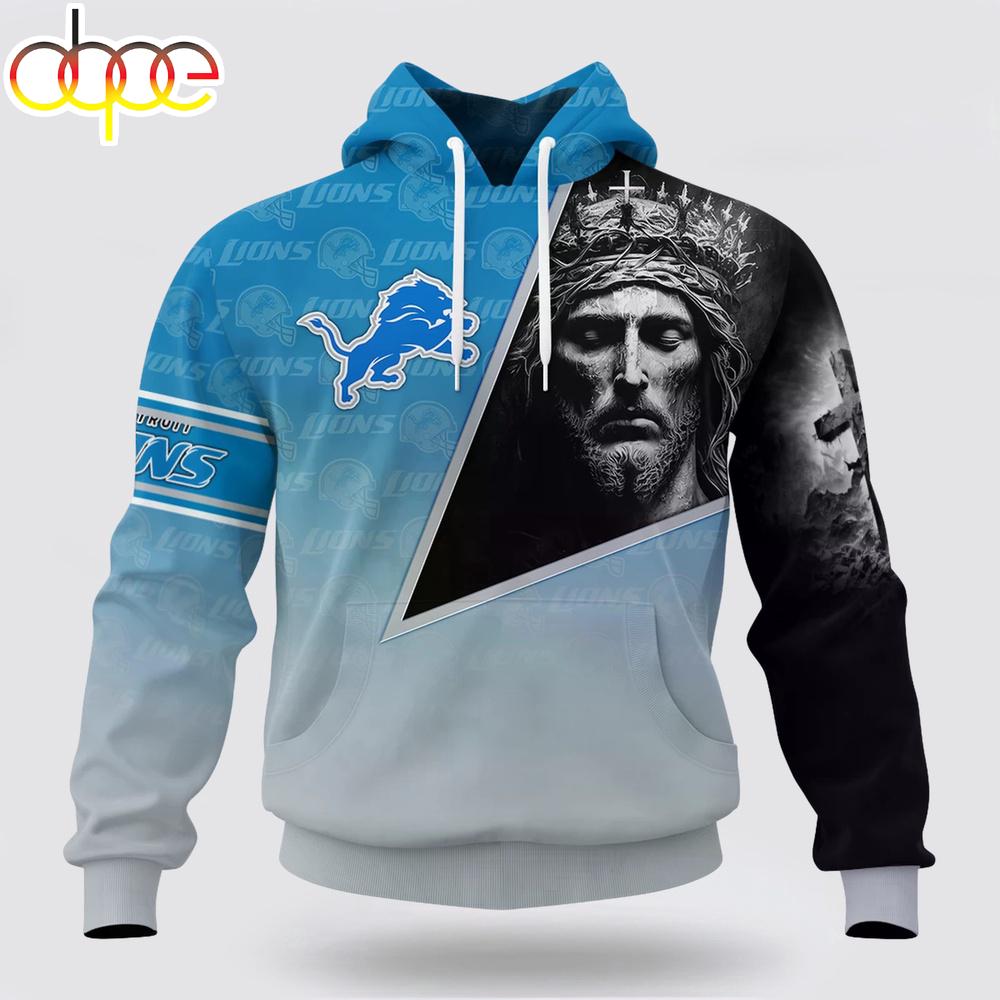 Custom Name And Number NFL Detroit Lions God's Blessing All Over Print Hoodie Shirt