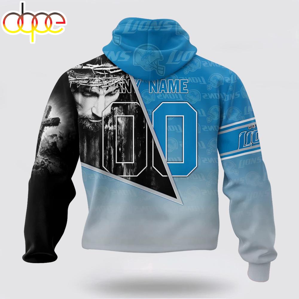 Custom Name And Number NFL Detroit Lions God's Blessing All Over Print Hoodie Shirt