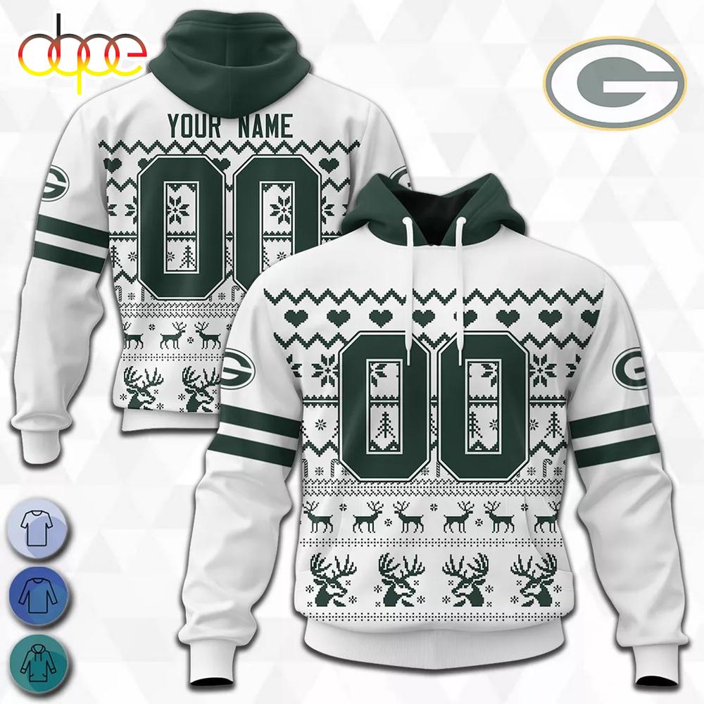 Custom Name And Number NFL Green Bay Packers Christmas Spirit All Over Print Hoodie Shirt