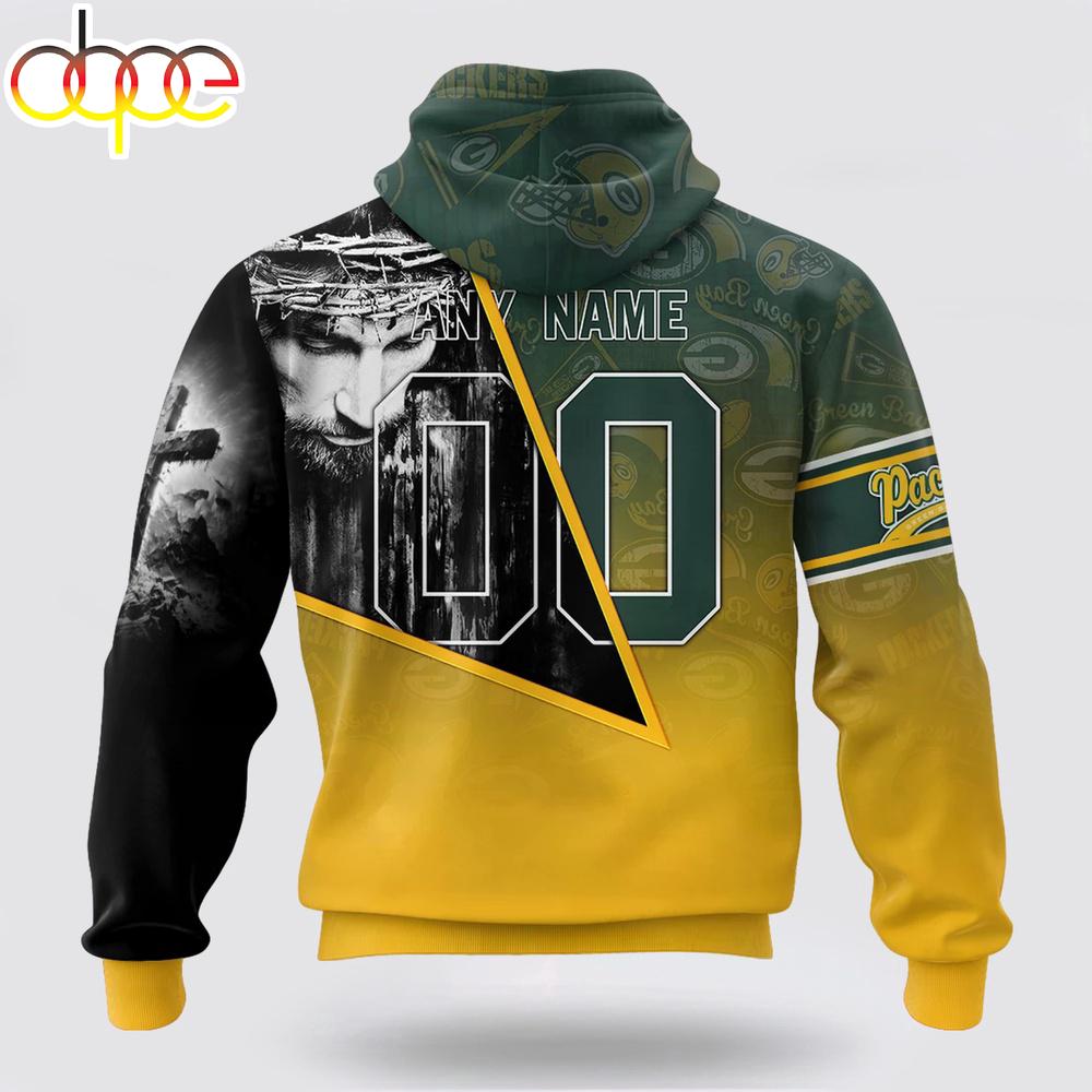 Custom Name And Number NFL Green Bay Packers God's Blessing All Over Print Hoodie Shirt