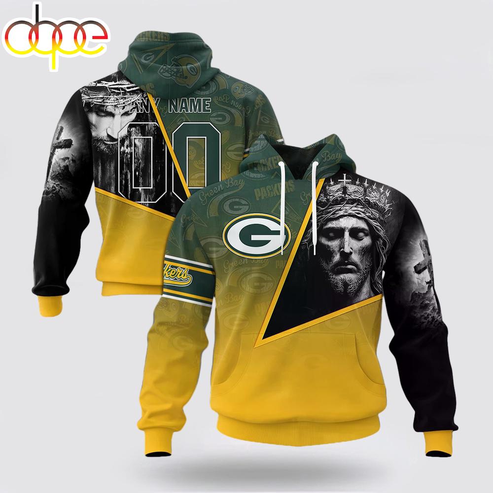Custom Name And Number NFL Green Bay Packers God's Blessing All Over Print Hoodie Shirt