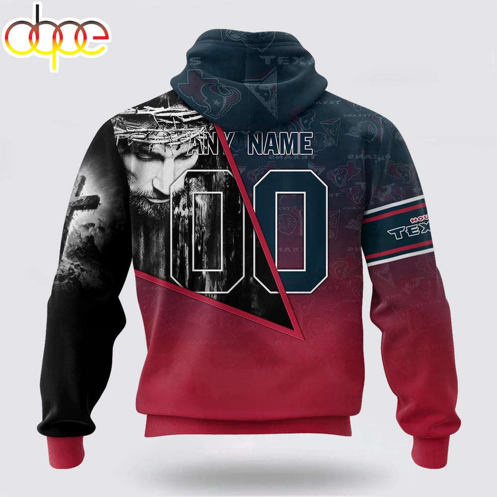 Custom Name And Number NFL Houston Texans God's Blessing All Over Print Hoodie Shirt