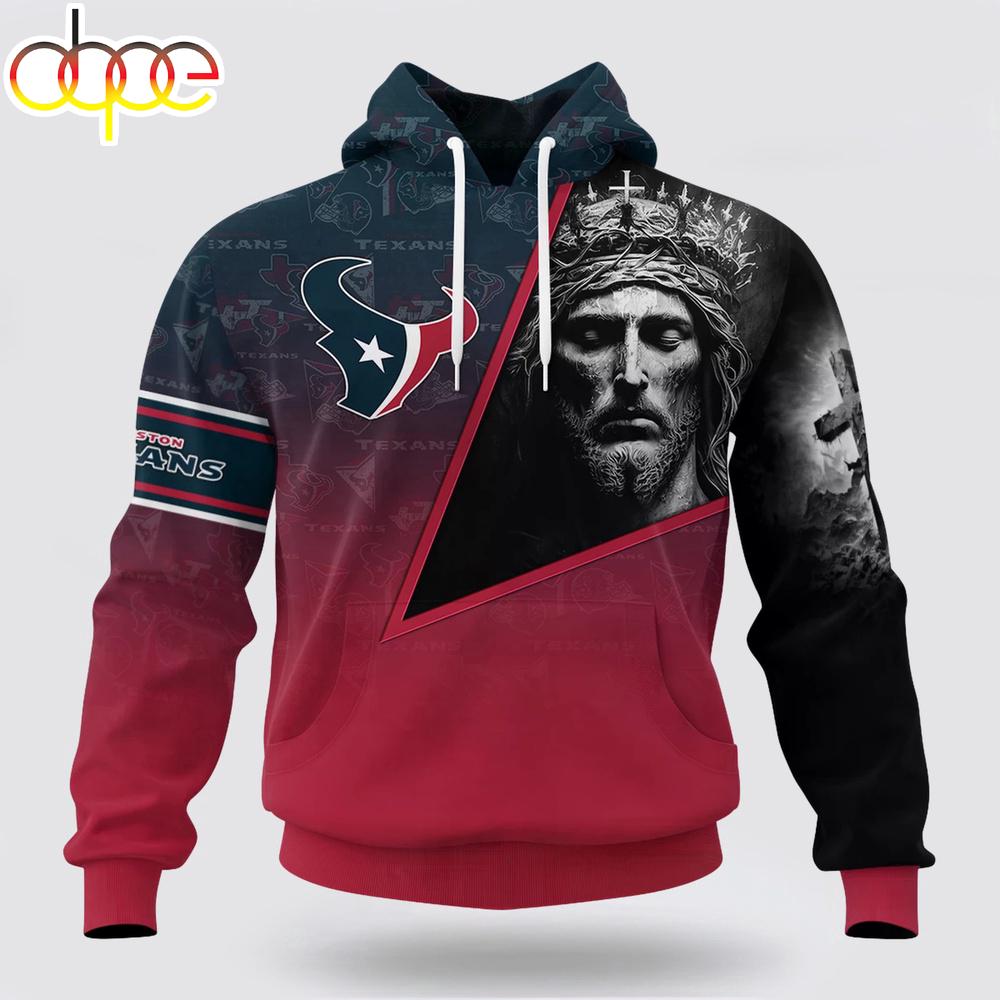 Custom Name And Number NFL Houston Texans God's Blessing All Over Print Hoodie Shirt