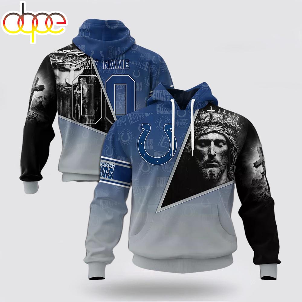 Custom Name And Number NFL Indianapolis Colts God's Blessing All Over Print Hoodie Shirt