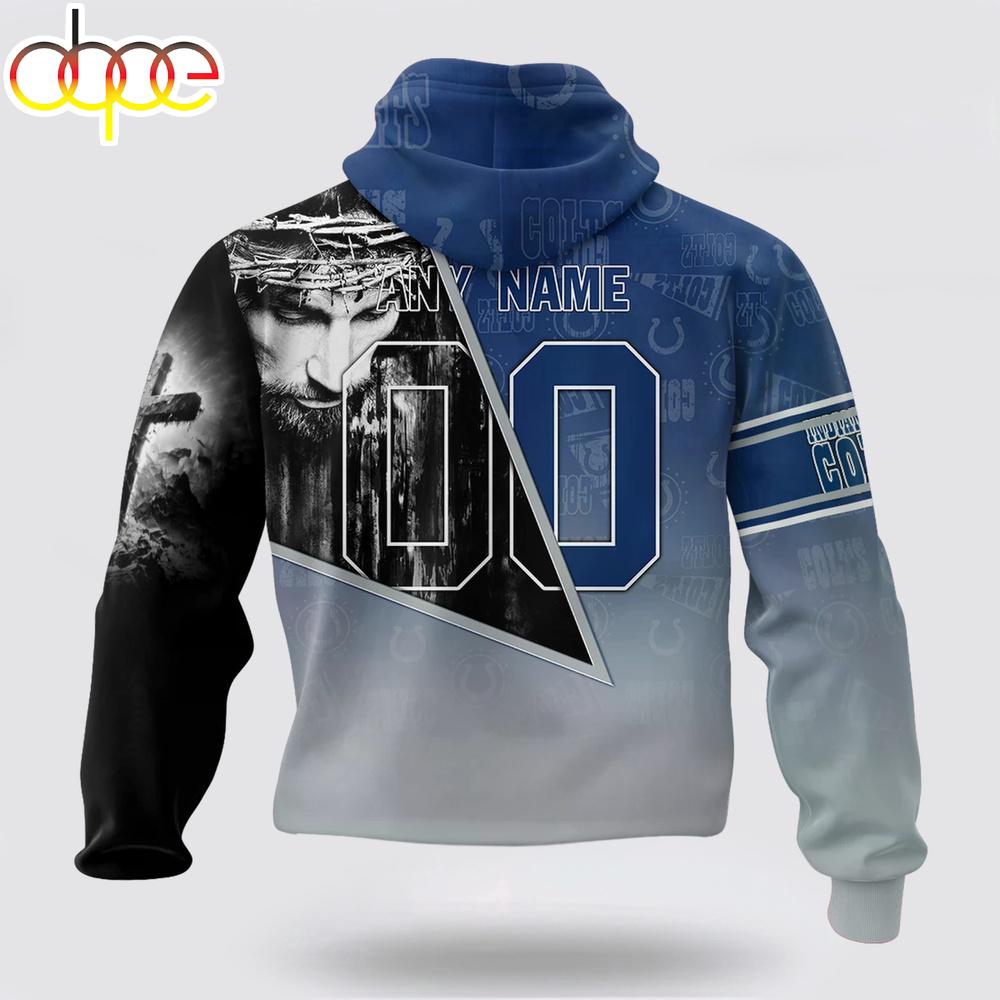 Custom Name And Number NFL Indianapolis Colts God's Blessing All Over Print Hoodie Shirt