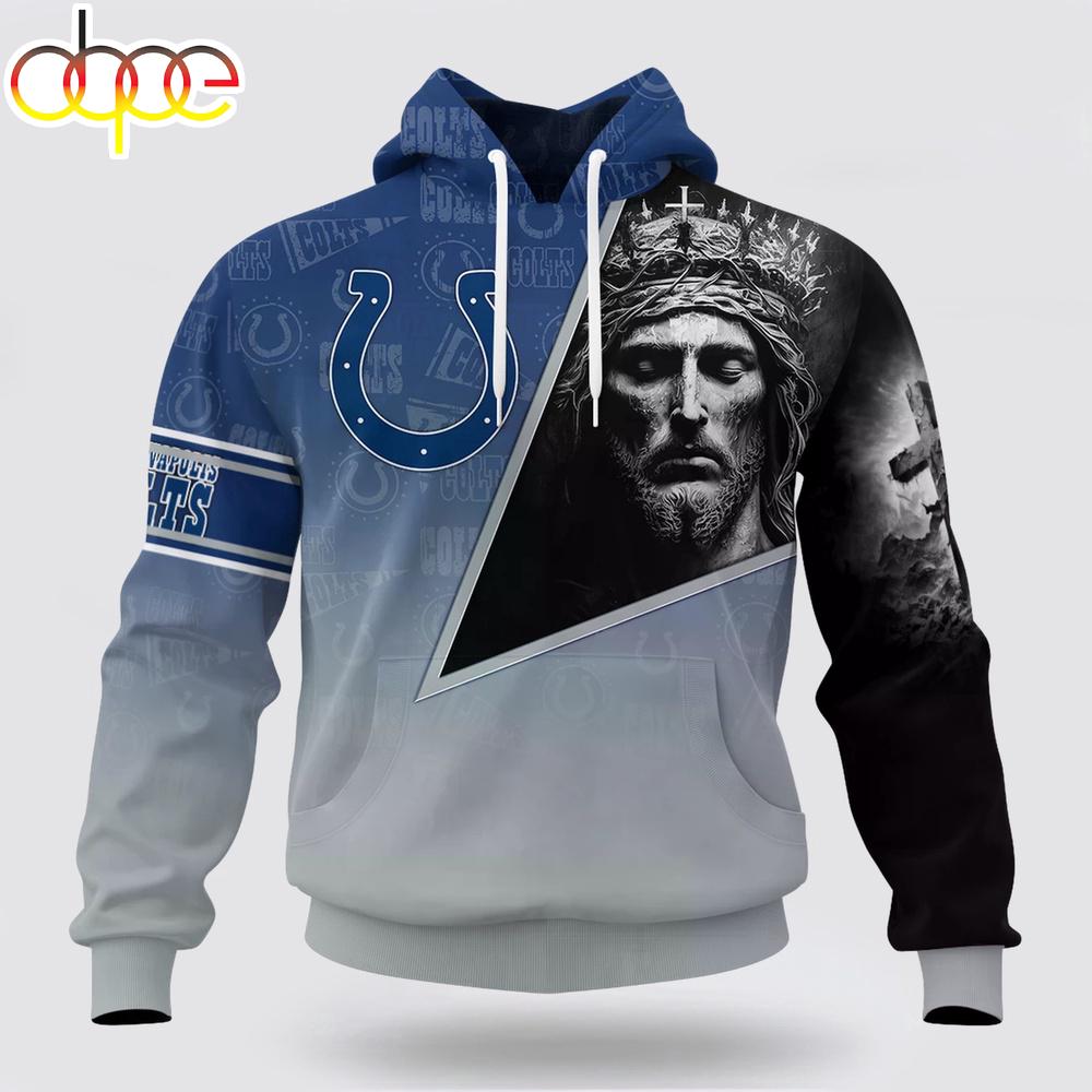 Custom Name And Number NFL Indianapolis Colts God's Blessing All Over Print Hoodie Shirt