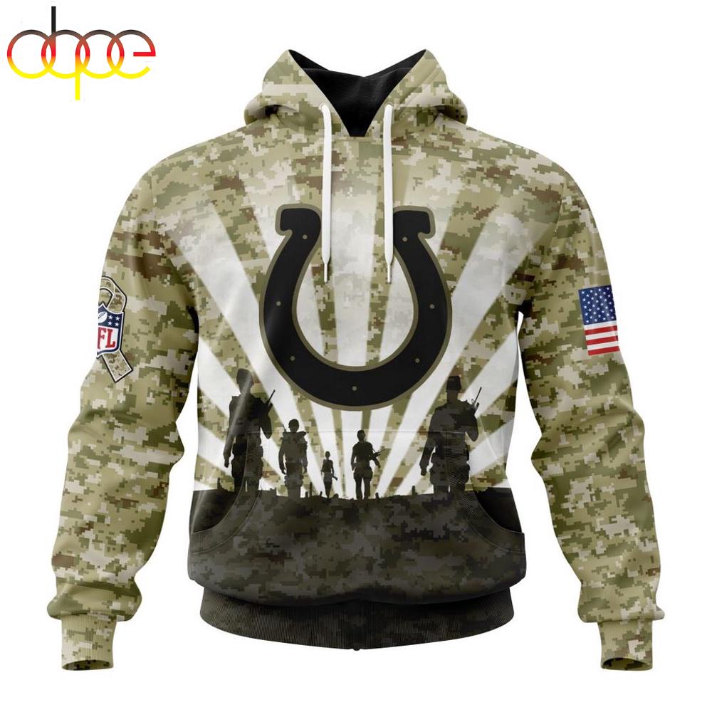 Custom Name And Number NFL Indianapolis Colts Salute To Service Honor Veterans Hoodie