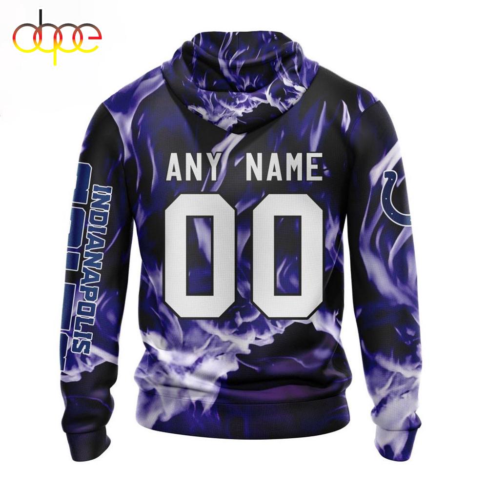 Custom Name And Number NFL Indianapolis Colts Skull Happy Halloween 3D Hoodie Shirt