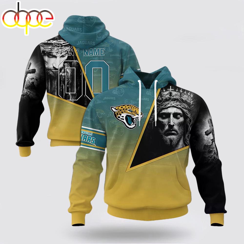 Custom Name And Number NFL Jacksonville Jaguars God's Blessing All Over Print Hoodie Shirt