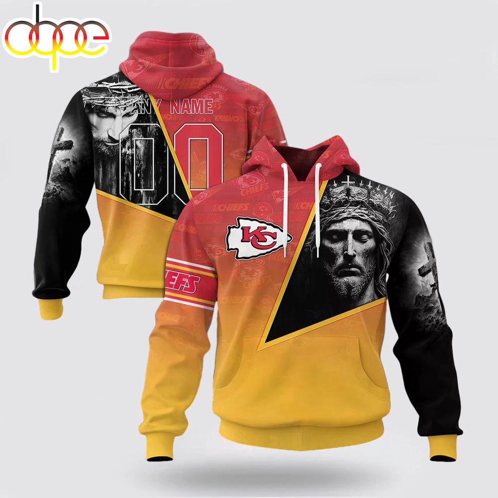 Custom Name And Number NFL Kansas City Chiefs God's Blessing All Over Print Hoodie Shirt