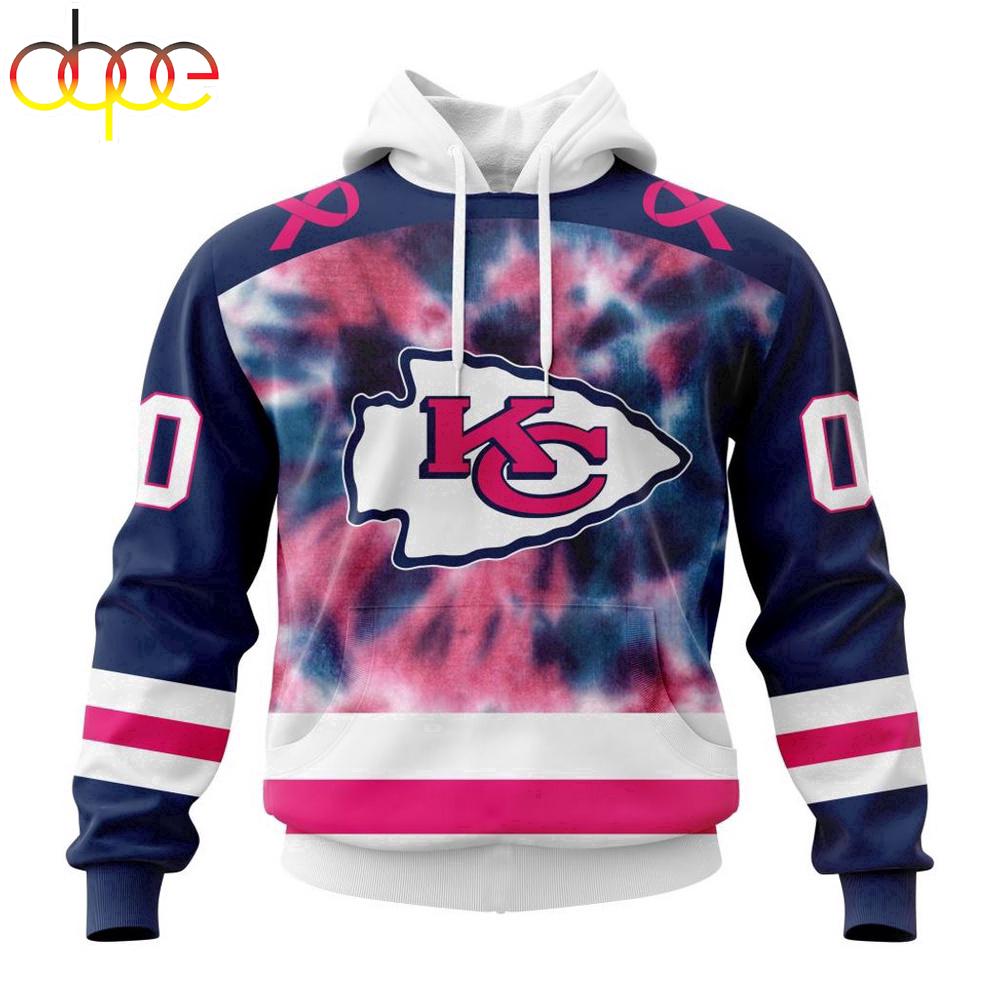 Custom Name And Number NFL Kansas City Chiefs Pink Fight Breast Cancer Hoodie