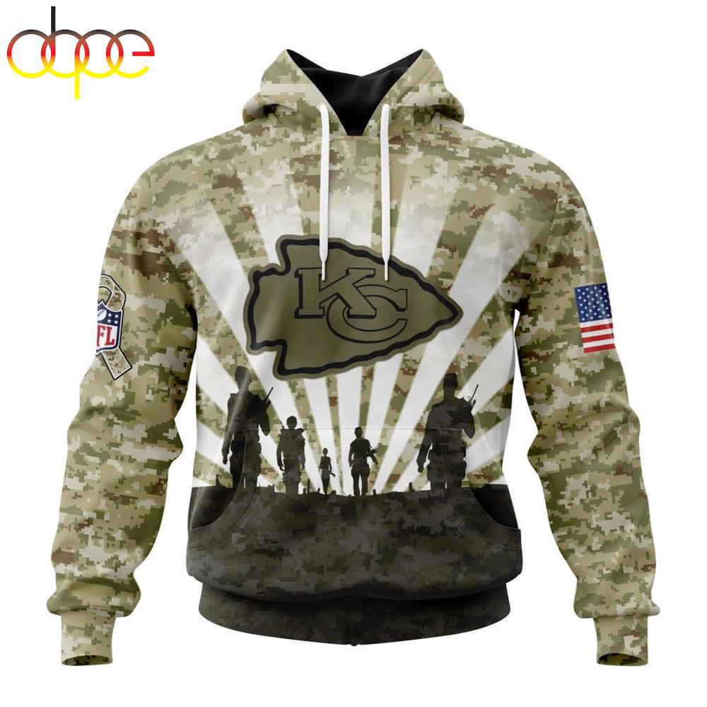 Custom Name And Number NFL Kansas City Chiefs Salute To Service Honor Veterans Hoodie