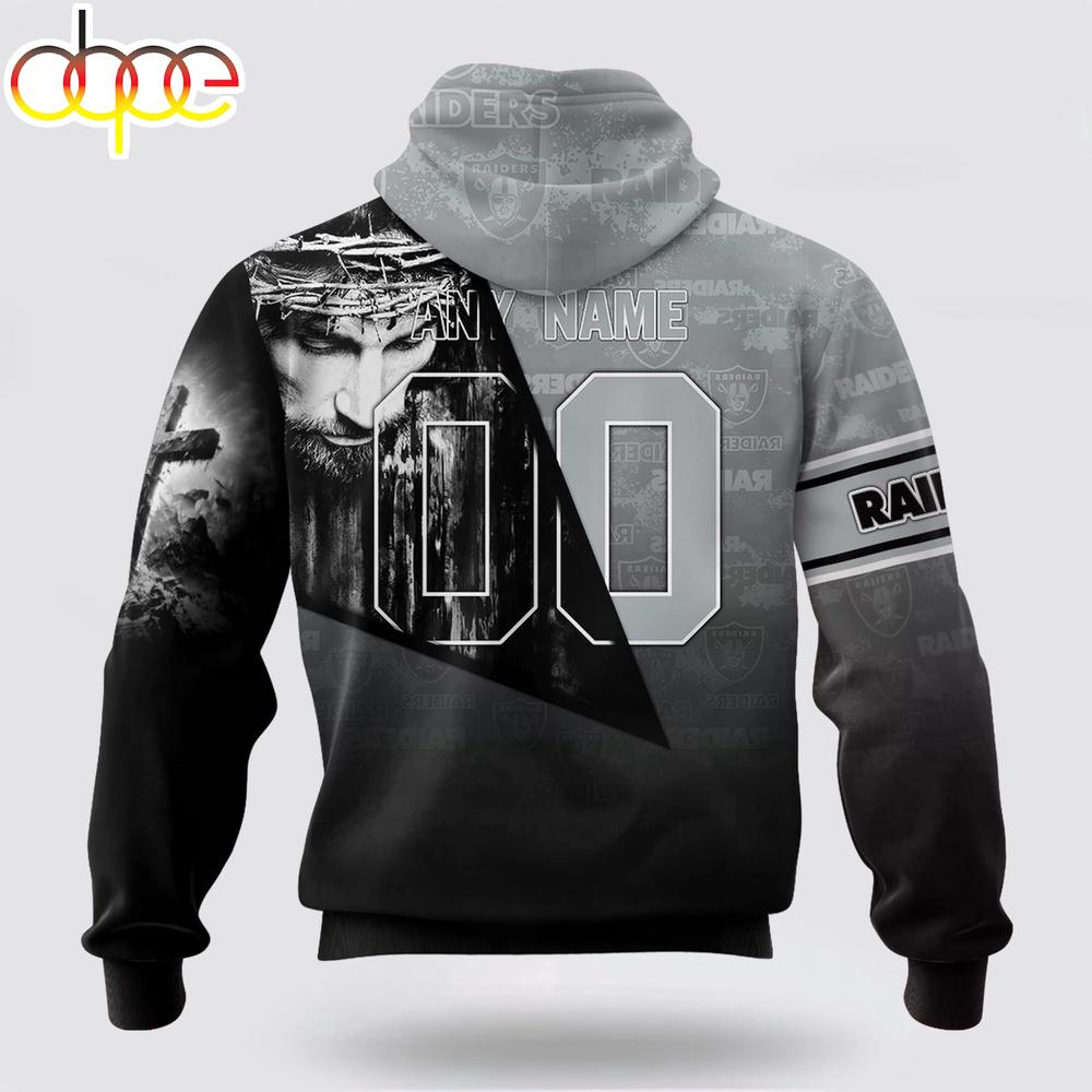 Custom Name And Number NFL Las Vegas Raiders God's Blessing All Over Print Hoodie Shirt