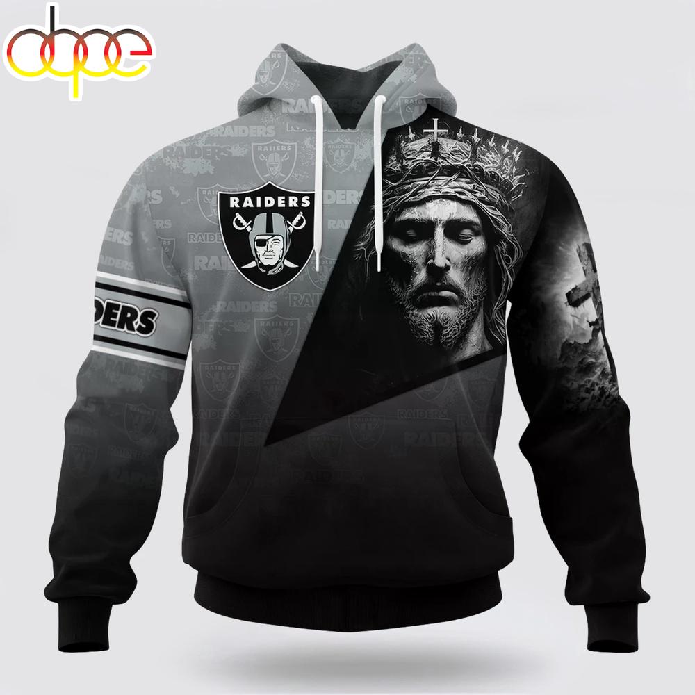 Custom Name And Number NFL Las Vegas Raiders God's Blessing All Over Print Hoodie Shirt