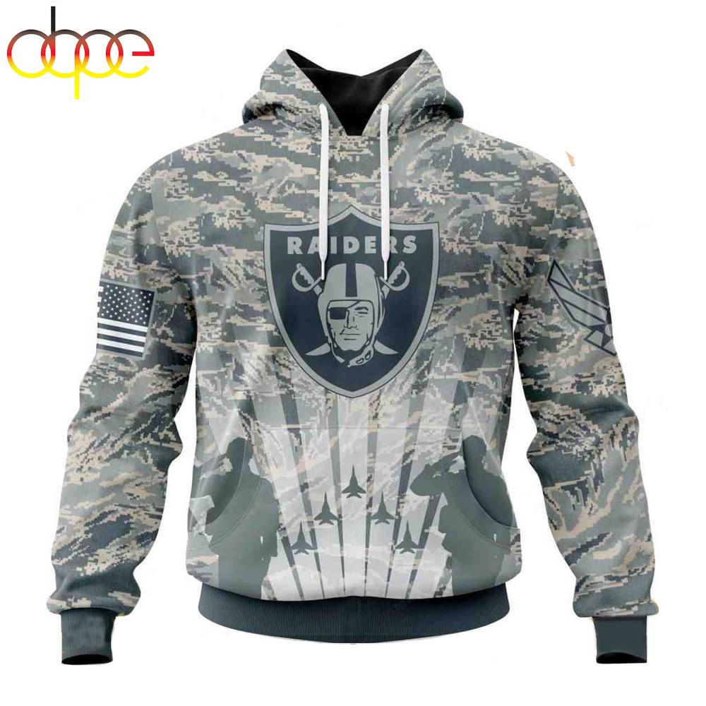 Custom Name And Number NFL Las Vegas Raiders Honor US Air Force Veterans 3D Hoodie Shirt
