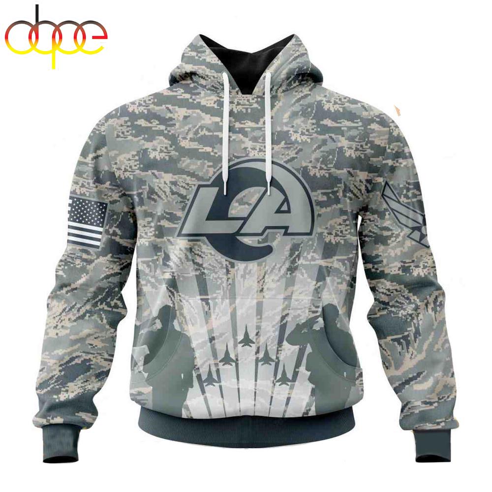 Custom Name And Number NFL Los Angeles Rams Honor US Air Force Veterans 3D Hoodie Shirt