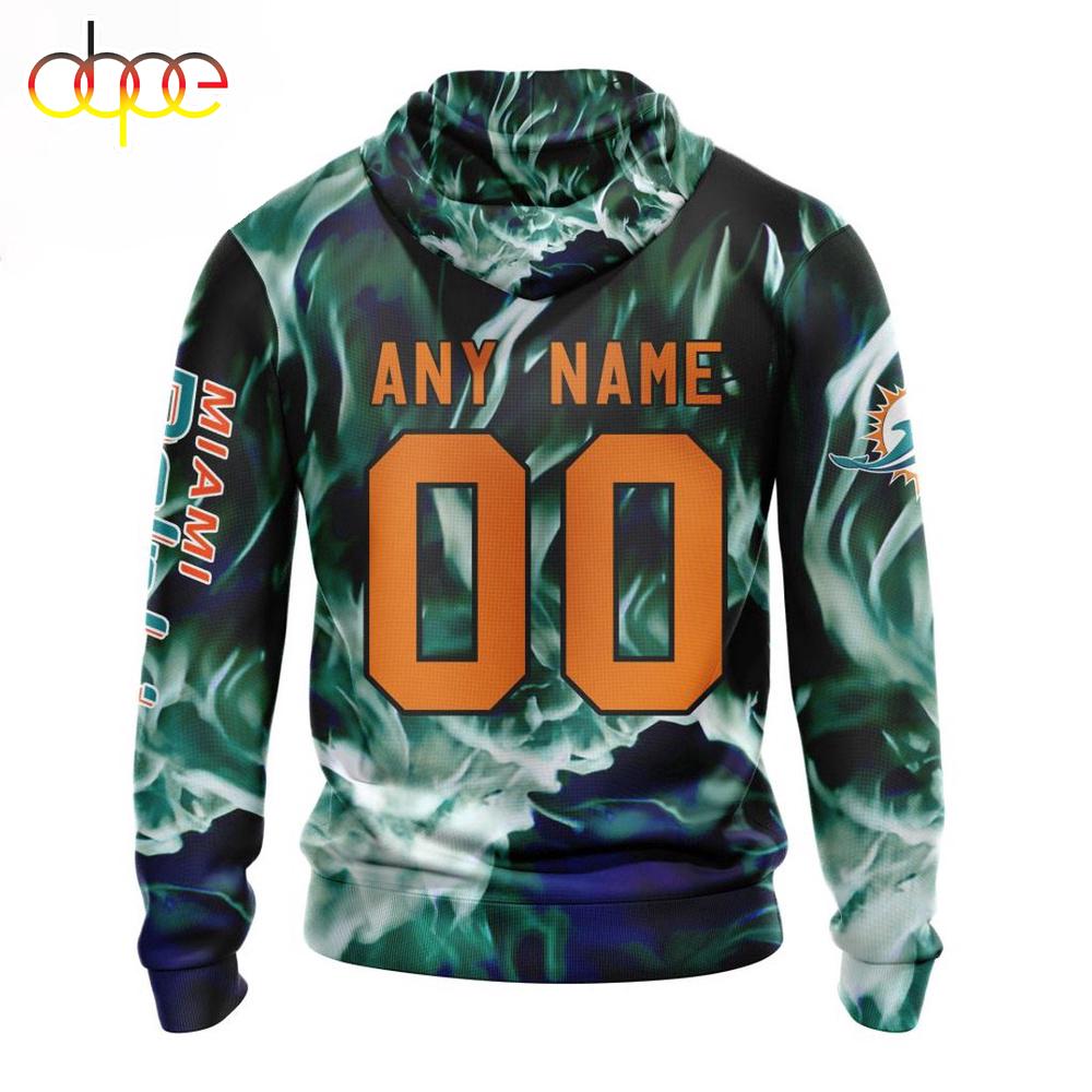 Custom Name And Number NFL Miami Dolphins Skull Happy Halloween 3D Hoodie Shirt