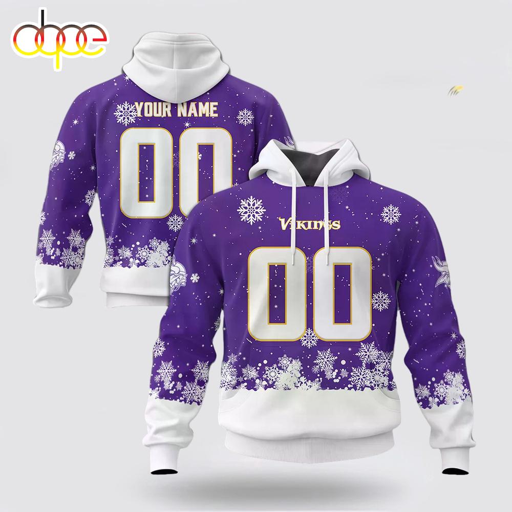Custom Name And Number NFL Minnesota Vikings Christmas Spirit All Over Print Hoodie Shirt