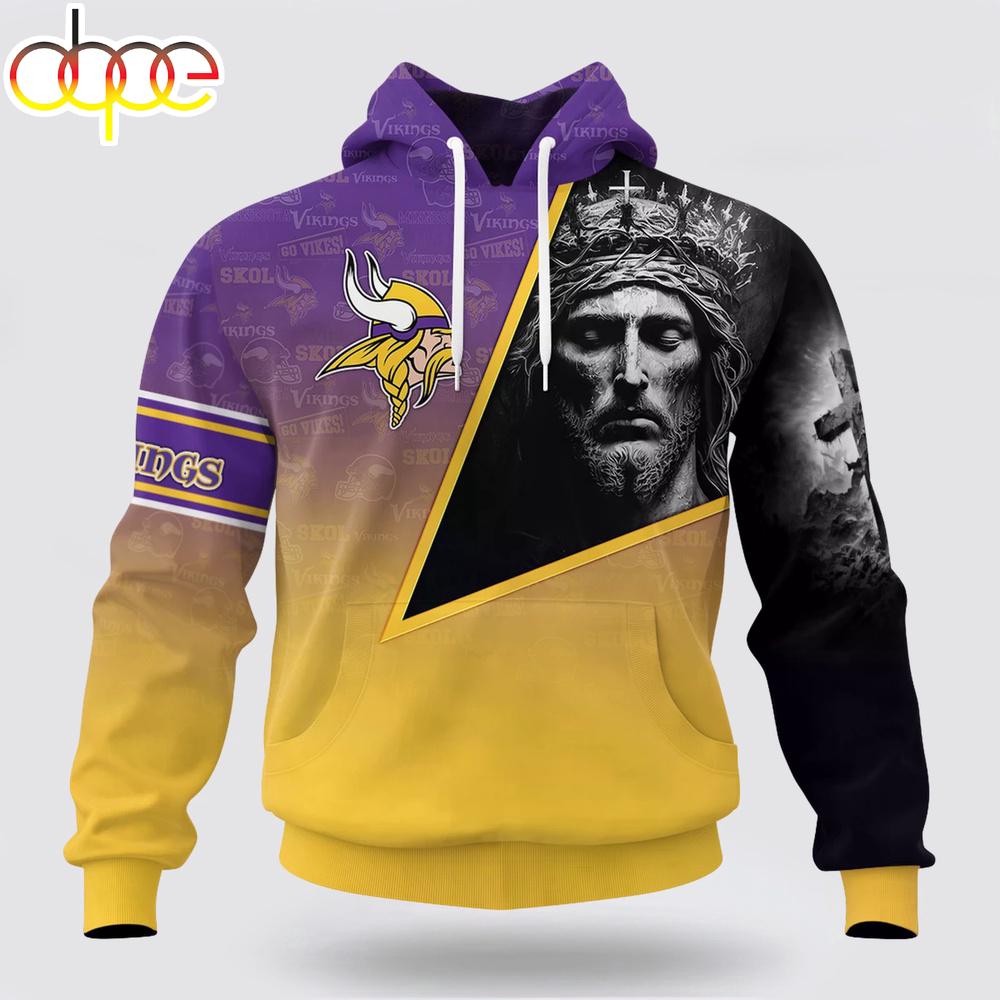 Custom Name And Number NFL Minnesota Vikings God's Blessing All Over Print Hoodie Shirt