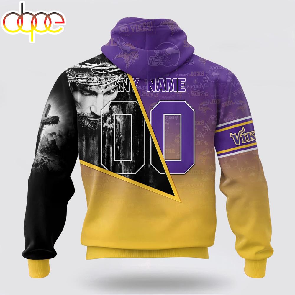 Custom Name And Number NFL Minnesota Vikings God's Blessing All Over Print Hoodie Shirt