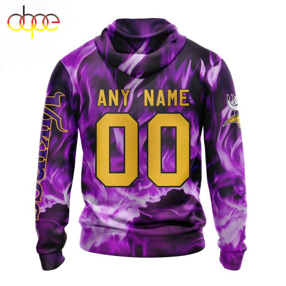 Custom Name And Number NFL Minnesota Vikings Skull Happy Halloween 3D Hoodie Shirt