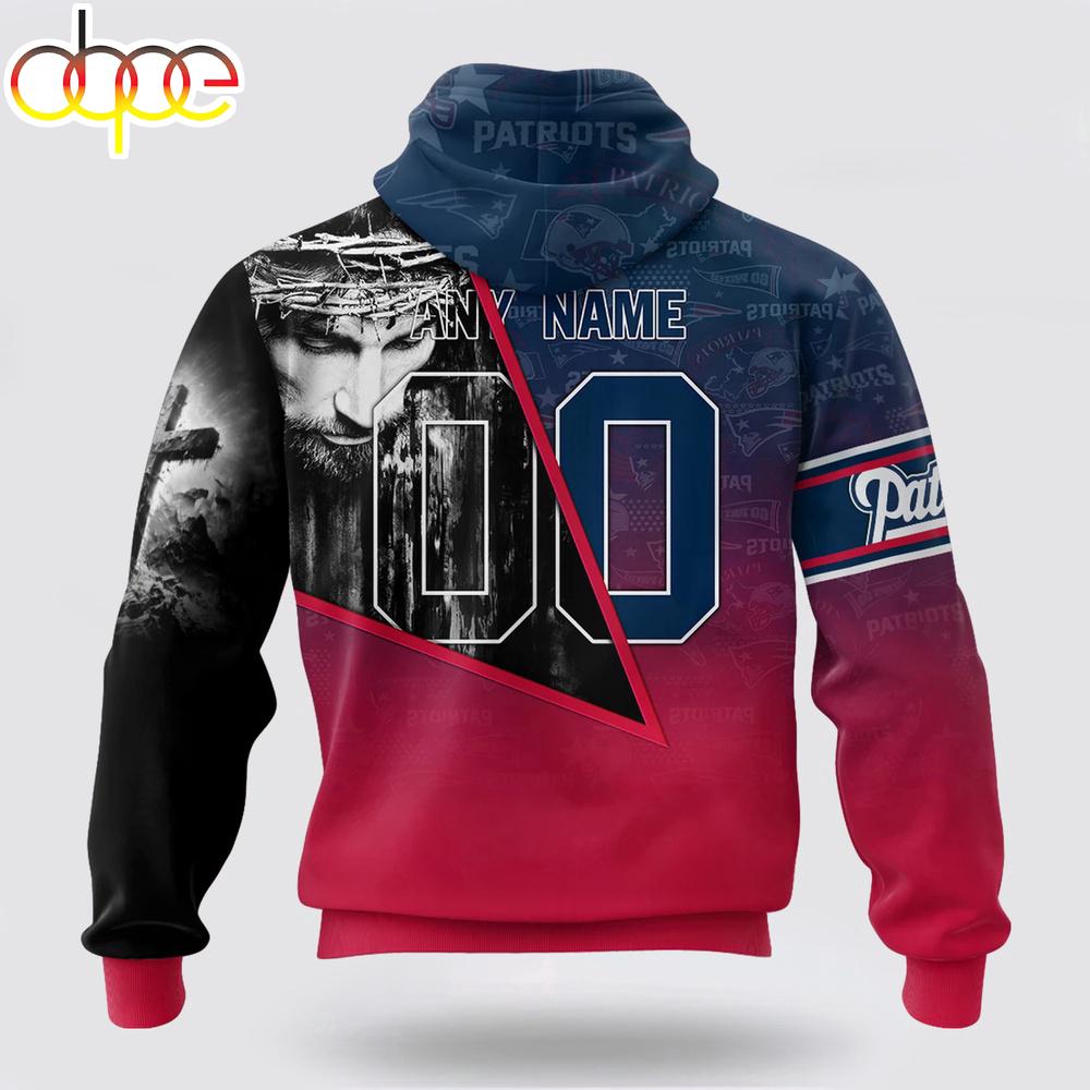 Custom Name And Number NFL New England Patriots God's Blessing All Over Print Hoodie Shirt