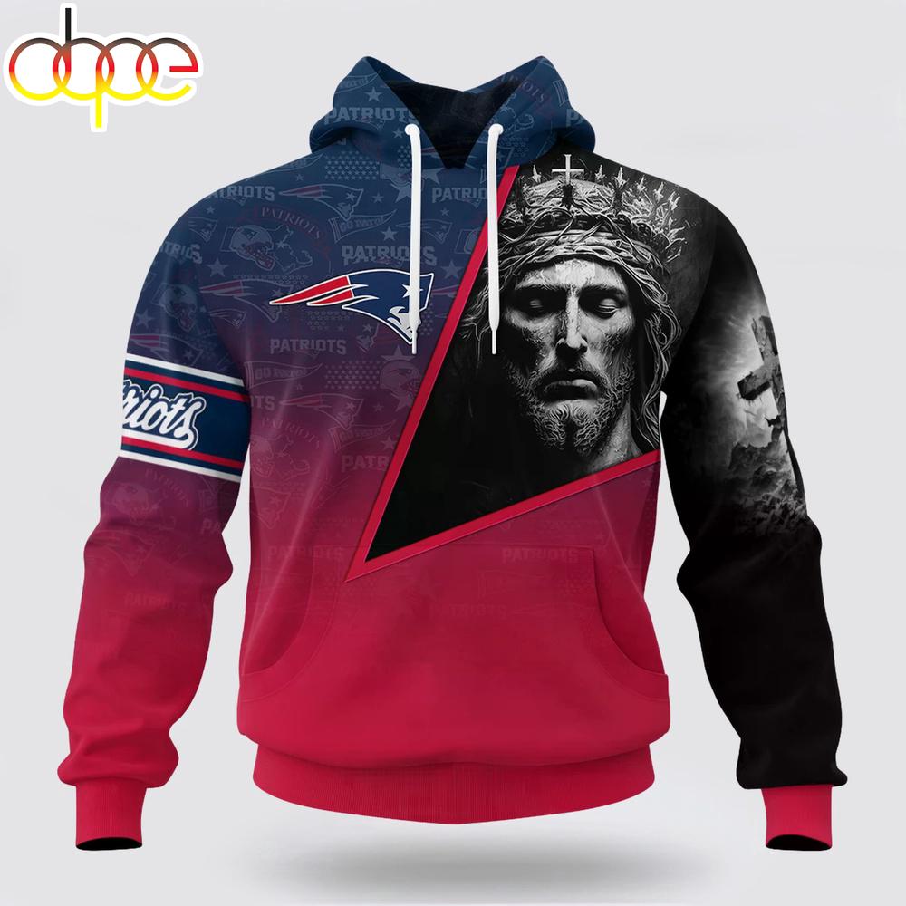 Custom Name And Number NFL New England Patriots God's Blessing All Over Print Hoodie Shirt