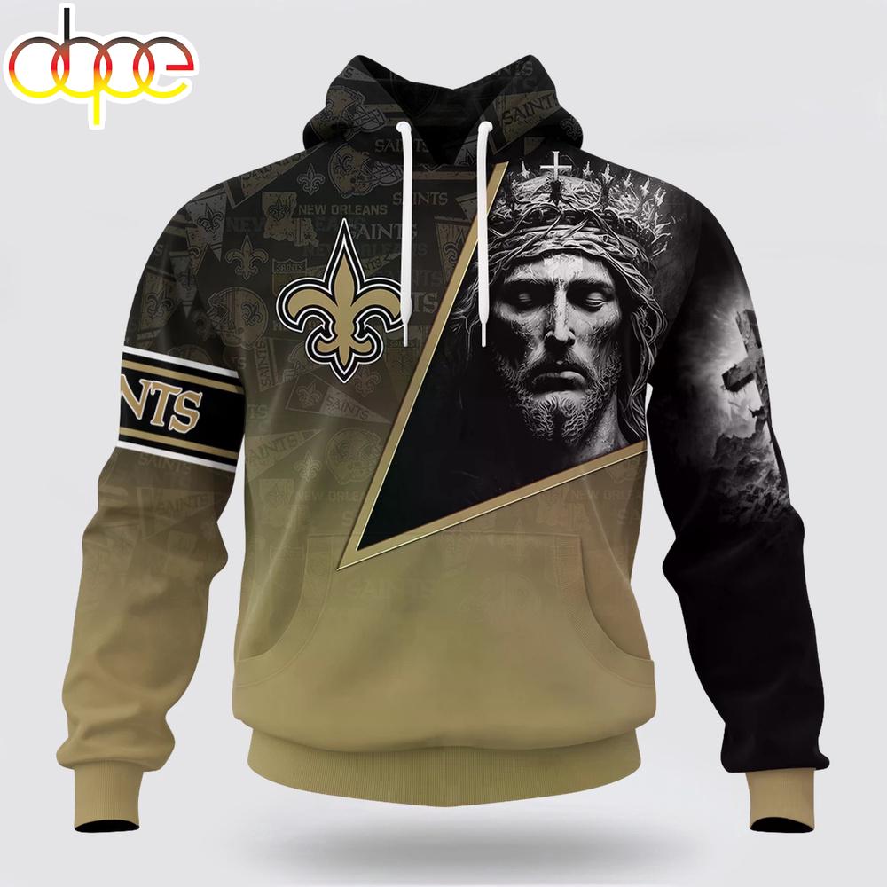 Custom Name And Number NFL New Orleans Saints God's Blessing All Over Print Hoodie Shirt