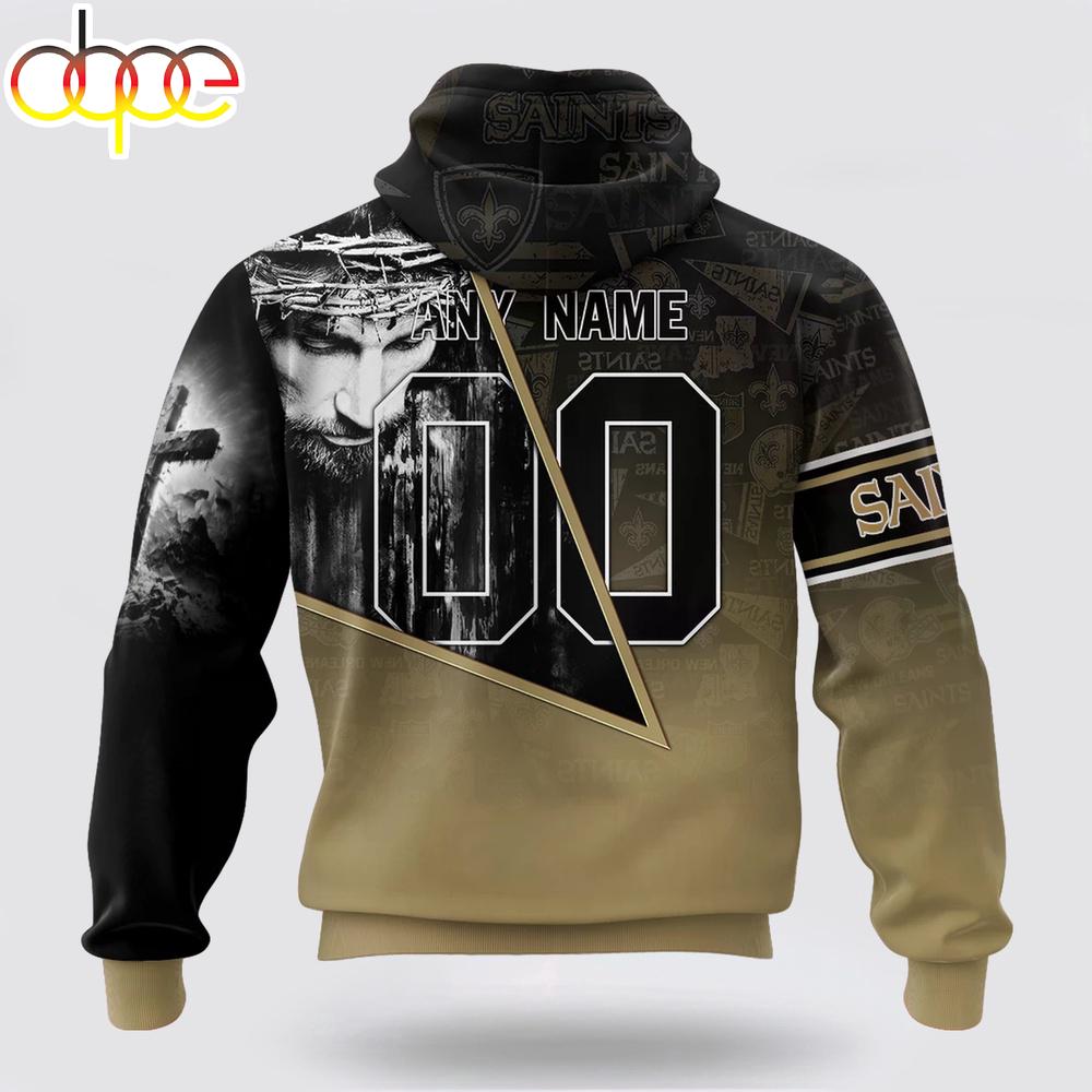 Custom Name And Number NFL New Orleans Saints God's Blessing All Over Print Hoodie Shirt