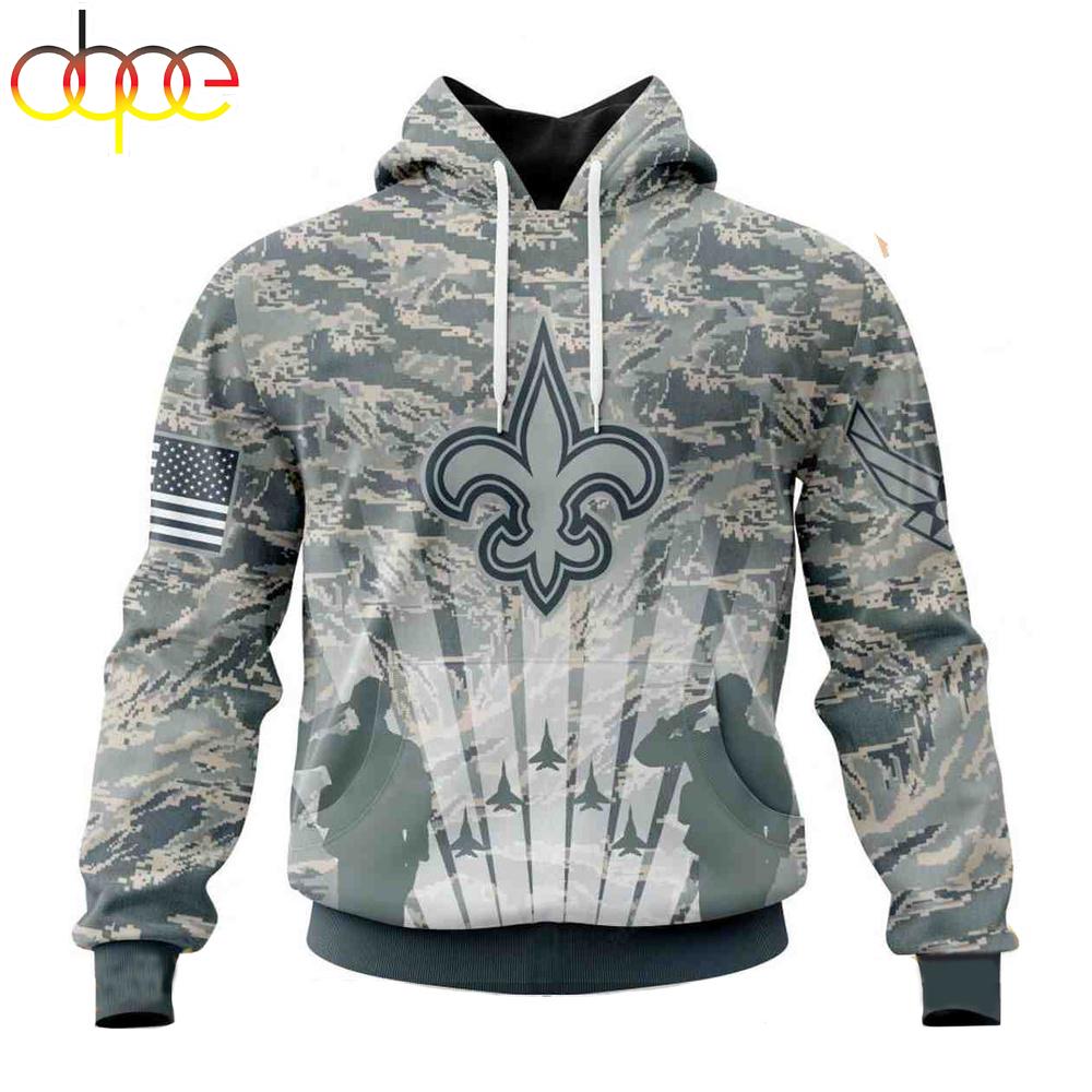 Custom Name And Number NFL New Orleans Saints Honor US Air Force Veterans 3D Hoodie Shirt