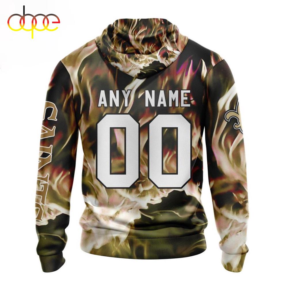 Custom Name And Number NFL New Orleans Saints Skull Happy Halloween 3D Hoodie Shirt