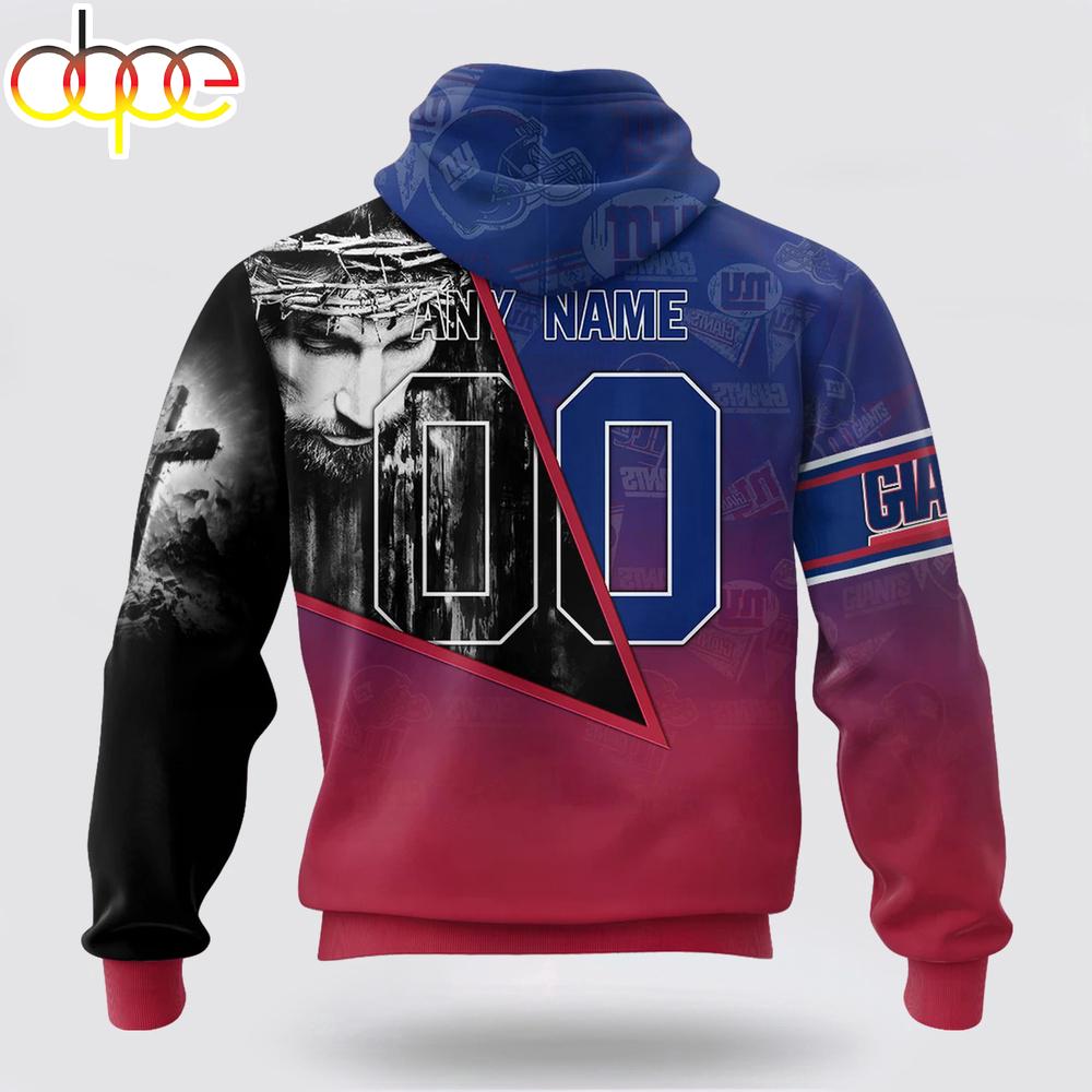 Custom Name And Number NFL New York Giants God's Blessing All Over Print Hoodie Shirt
