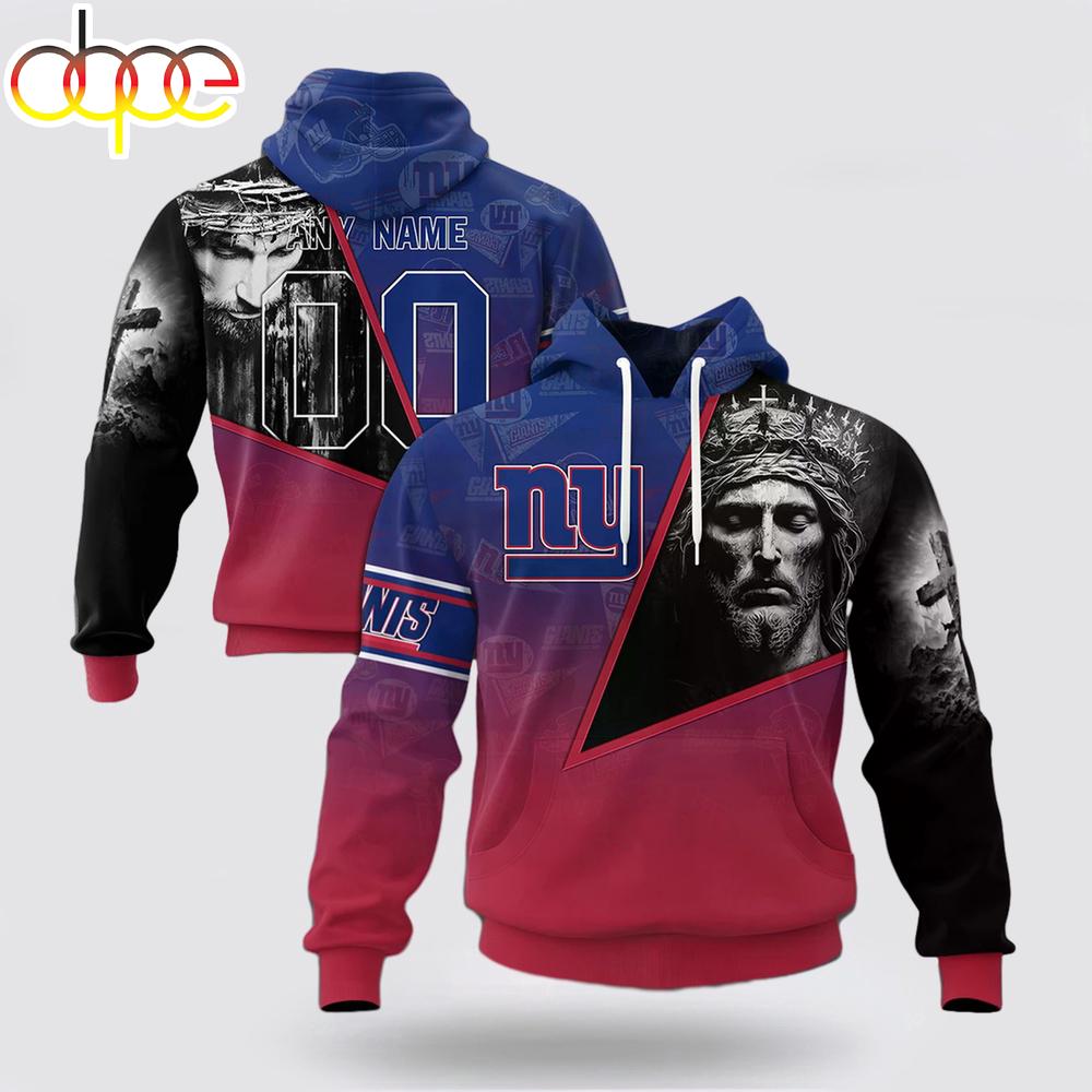 Custom Name And Number NFL New York Giants God's Blessing All Over Print Hoodie Shirt