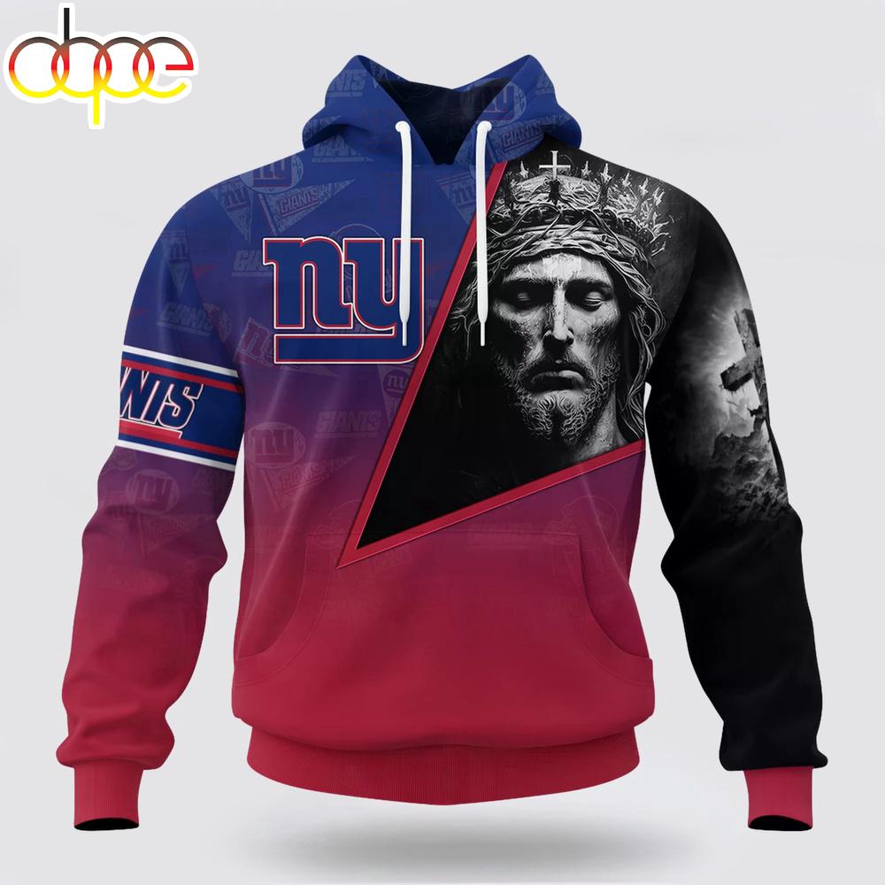 Custom Name And Number NFL New York Giants God's Blessing All Over Print Hoodie Shirt