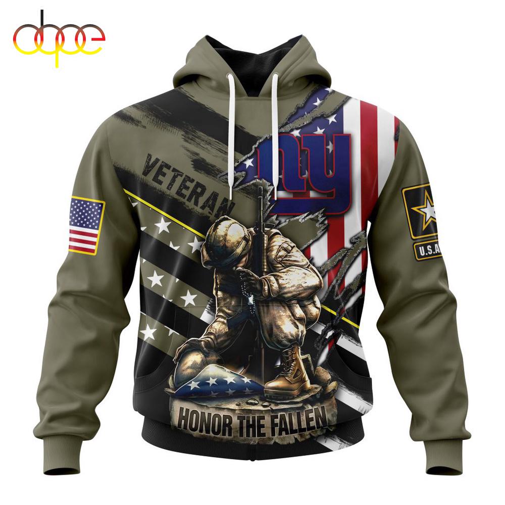 Custom Name And Number NFL New York Giants Veterans Honor The Fallen 3D Hoodie Shirt