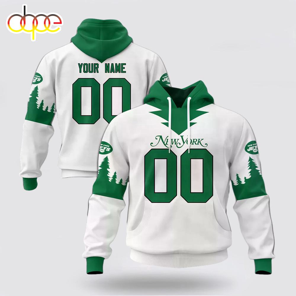 Custom Name And Number NFL New York Jets Christmas Spirit All Over Print Hoodie Shirt