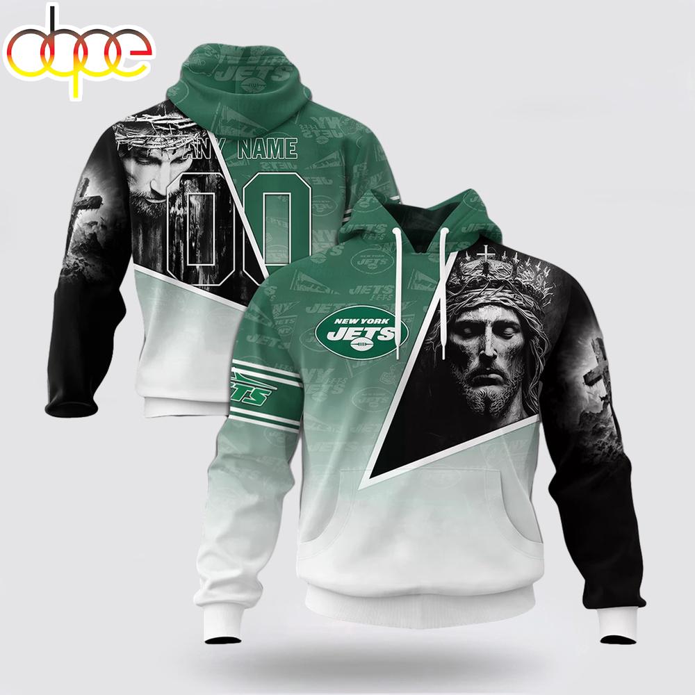 Custom Name And Number NFL New York Jets God's Blessing All Over Print Hoodie Shirt