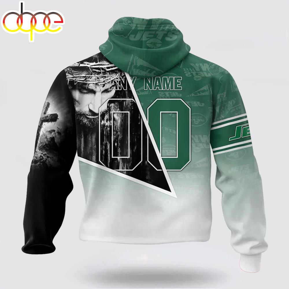 Custom Name And Number NFL New York Jets God's Blessing All Over Print Hoodie Shirt