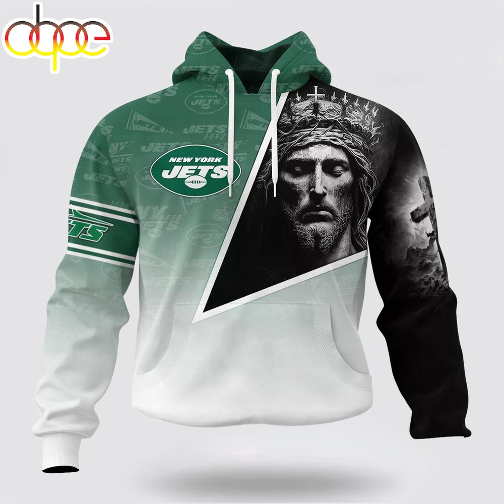 Custom Name And Number NFL New York Jets God's Blessing All Over Print Hoodie Shirt