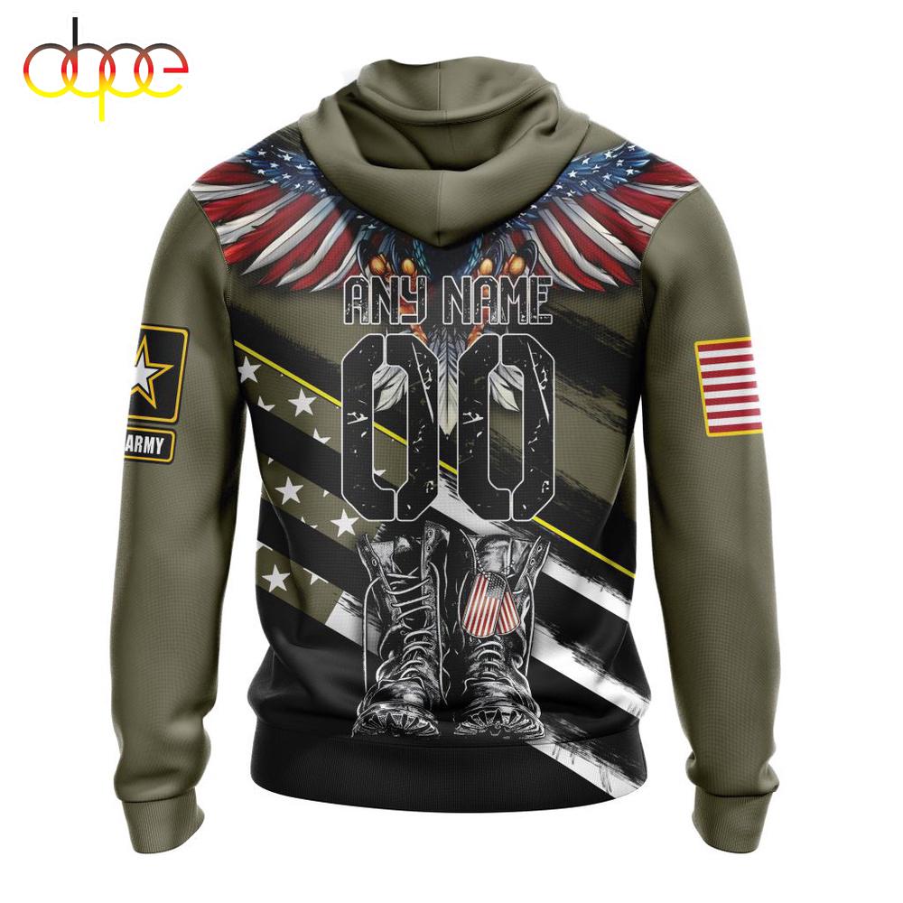 Custom Name And Number NFL New York Jets Veterans Honor The Fallen 3D Hoodie Shirt
