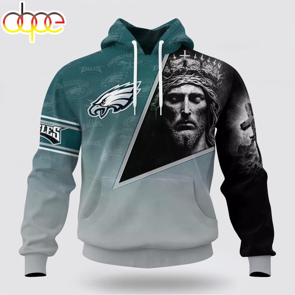 Custom Name And Number NFL Philadelphia Eagles God's Blessing All Over Print Hoodie Shirt