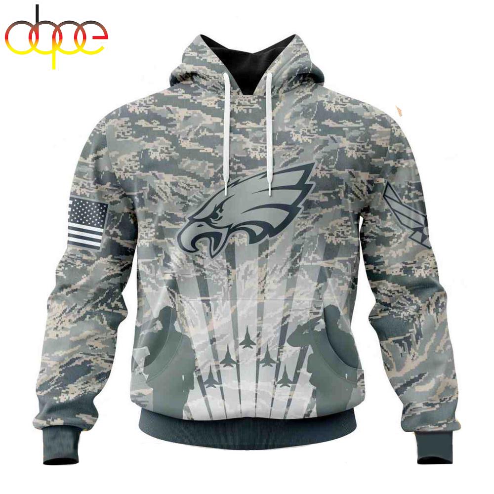 Custom Name And Number NFL Philadelphia Eagles Honor US Air Force Veterans 3D Hoodie Shirt