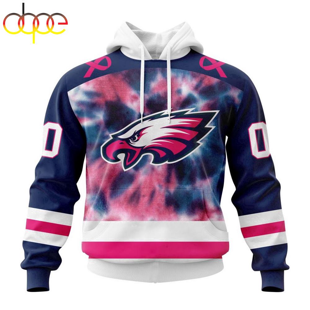 Custom Name And Number NFL Philadelphia Eagles Pink Fight Breast Cancer Hoodie