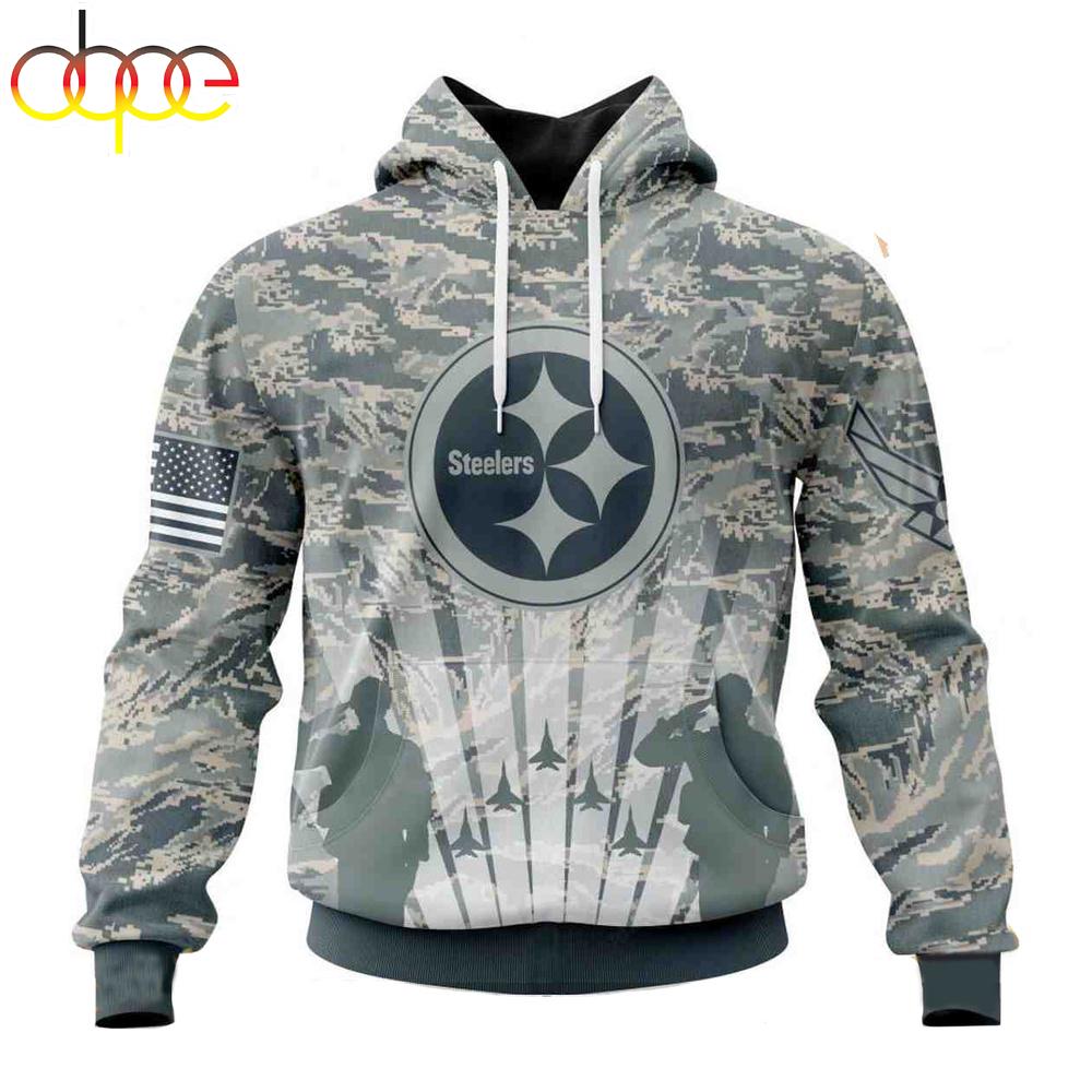 Custom Name And Number NFL Pittsburgh Steelers Honor US Air Force Veterans 3D Hoodie Shirt